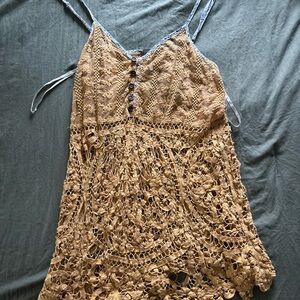 BKE Mustard Lace Crochet Top